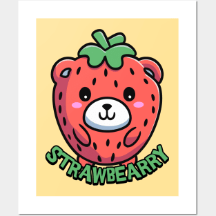 Strawbearry Cute Strawberry Bear Fruit Animal Posters and Art